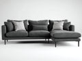 Ecksofa Stoffbezug Metallfüße 300x170x82 cm - Dunkelgrau - für Wohnzimmer mit breiter Liegefläche