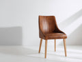 Esszimmerstühle aus Kunstleder 60 x 58 x 88 cm - Braun - Gepolstertes Retro Design mit Holzbeinen für Esszimmer
