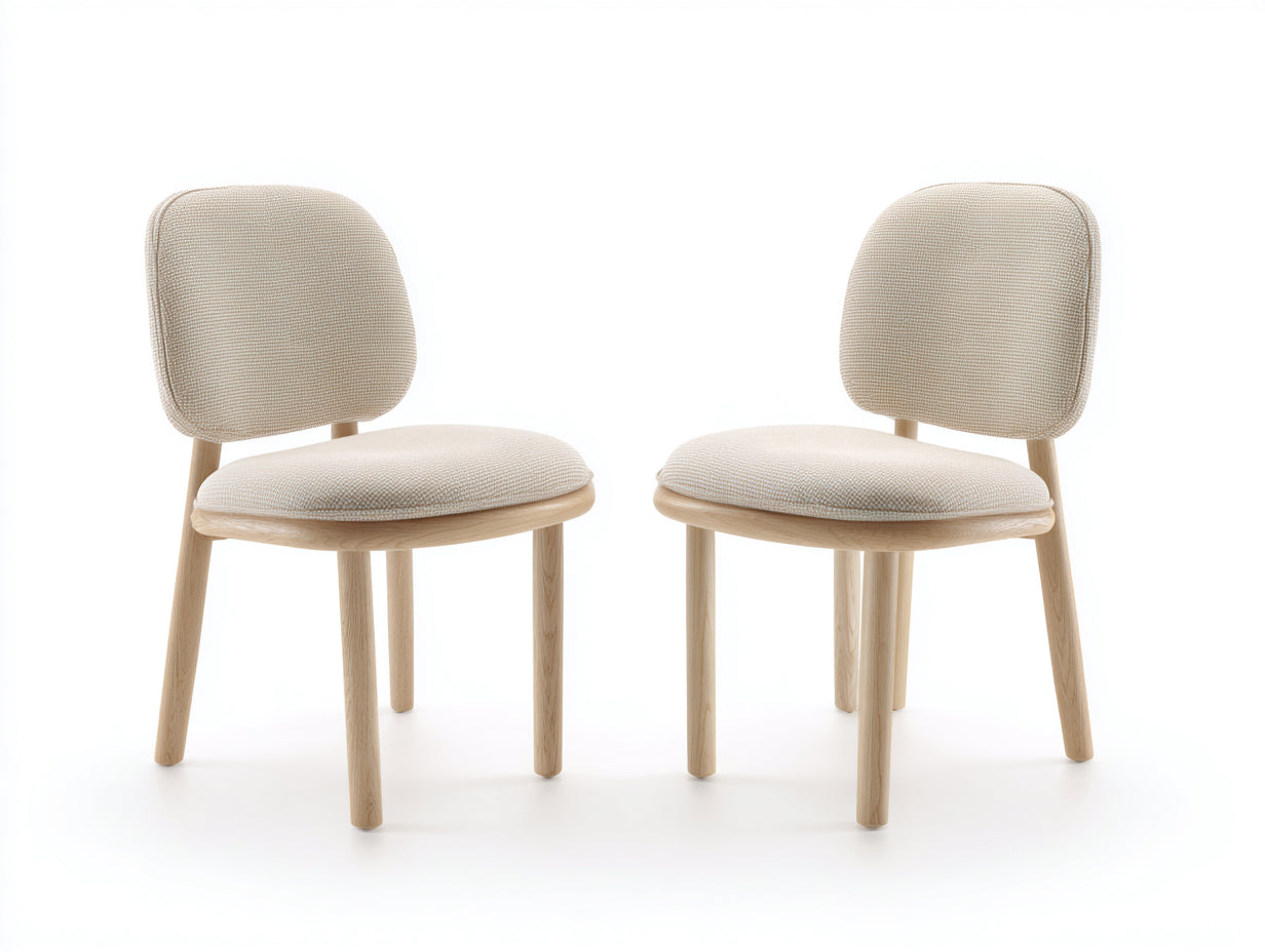 Esszimmerstühle im 2er Set aus Stoff und Holz 52 x 56 x 82 cm - Beige und Natur - Gepolstertes modernes Design für Esszimmer