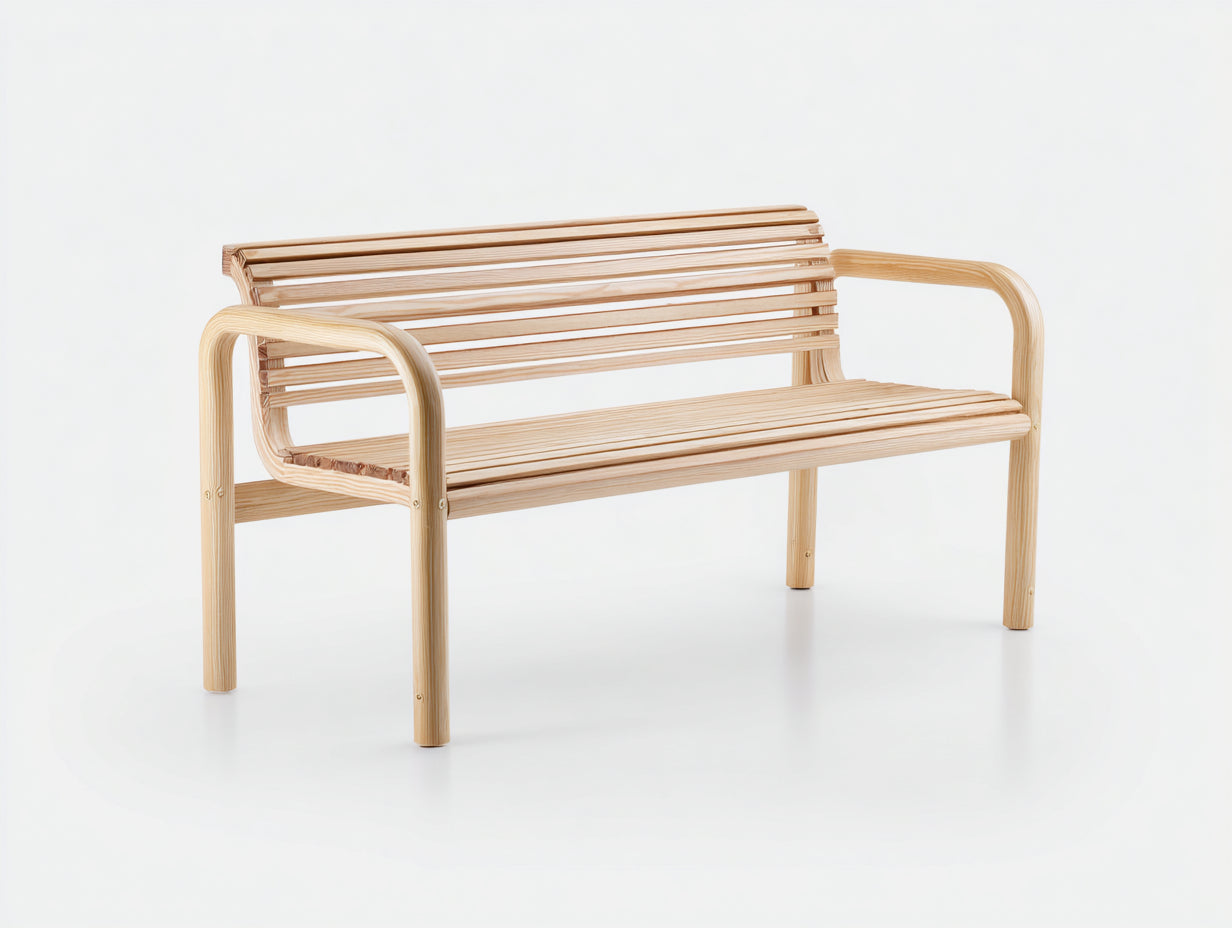 Gartenbank Holz 140x58x80 cm - Natur - mit Armlehnen und Lattenstruktur