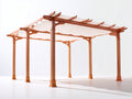 Pavillon Holz 600x300x260 cm - Naturholz und Creme - Pergola mit Stoffdach für Garten