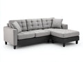 Ecksofa aus Webstoff 245 x 160 x 88 cm - Hellgrau und Dunkelgrau - Gepolstertes modernes Design mit Steppung für Wohnzimmer