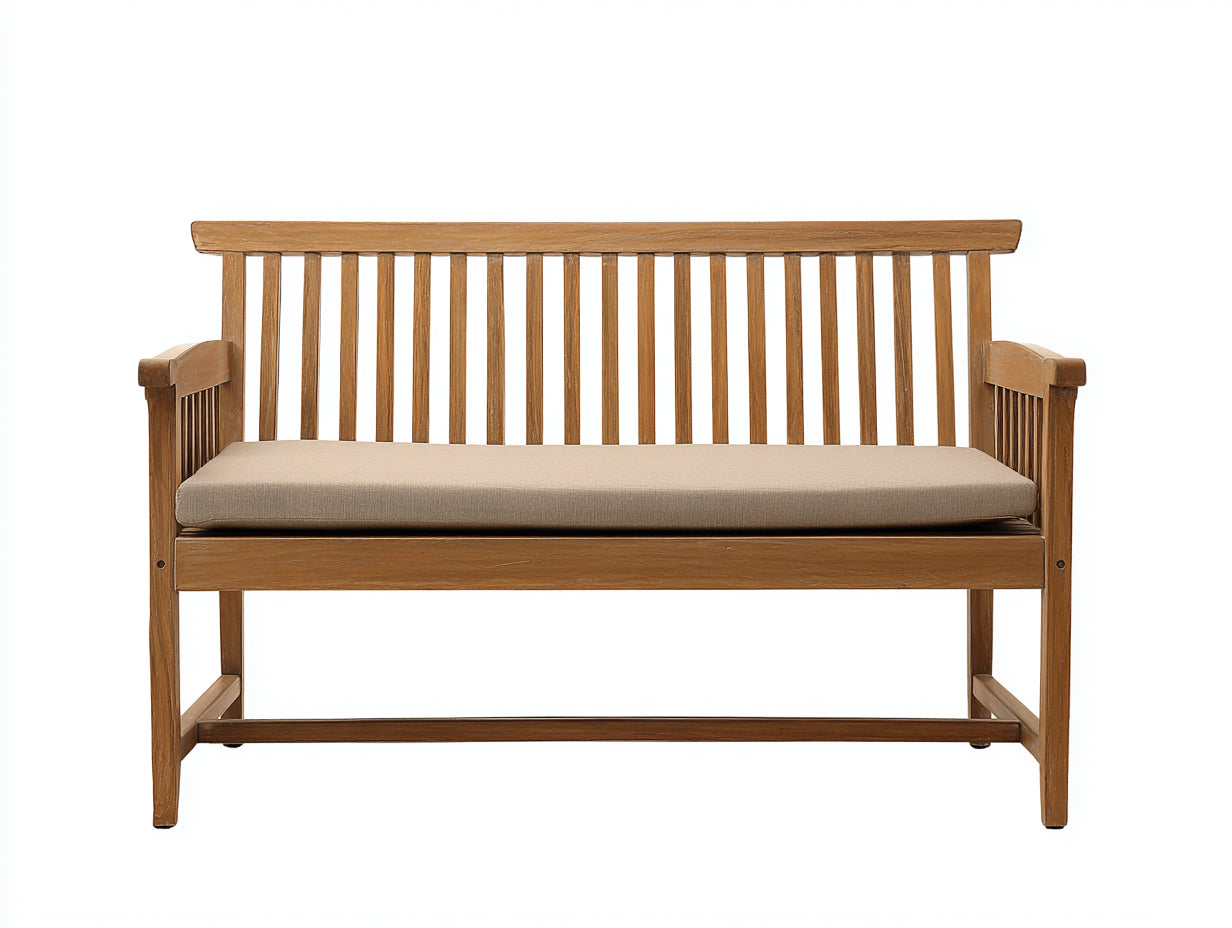 Gartenbank aus Holz 145 x 62 x 88 cm - Naturbraun und Beige - Klassisches Lattendesign mit Armlehnen für Garten und Terrasse