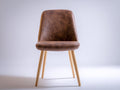 Esszimmerstühle Kunstleder 46x58x84 cm - Braun - gepolsterter Sitz mit Holzbeinen
