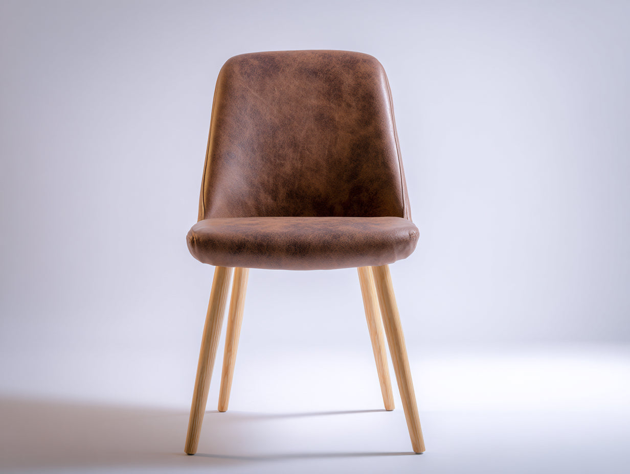 Esszimmerstühle Kunstleder 46x58x84 cm - Braun - gepolsterter Sitz mit Holzbeinen