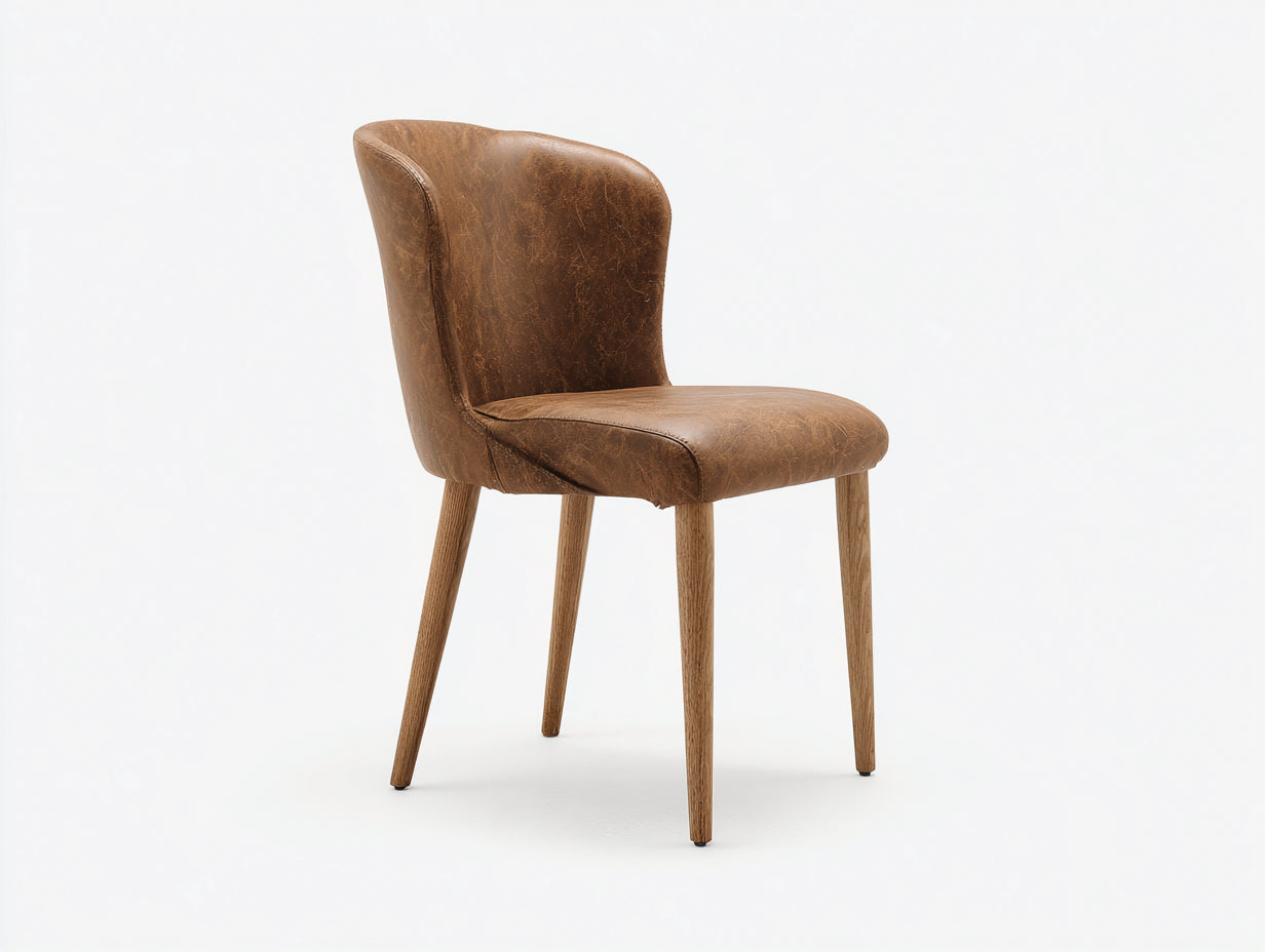 Esszimmerstühle Kunstleder 57x48x86 cm - Braun - gepolsterter Sitz mit Holzbeinen
