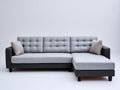 Ecksofa aus Webstoff 280 x 180 x 85 cm - Hellgrau und Dunkelgrau - Modernes Design mit Ottomane