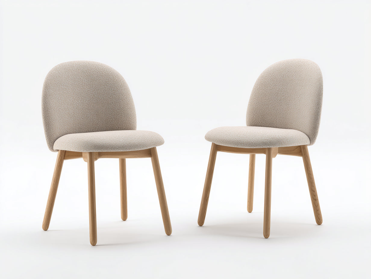 Esszimmerstühle Stoff 55x51x78 cm - Beige - 2er Set mit Holzbeinen