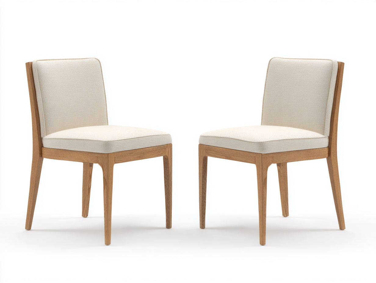 Esszimmerstühle im 2er Set aus Stoff und Holz 51 x 56 x 84 cm - Beige und Natur - Gepolstertes skandinavisches Design für Esszimmer