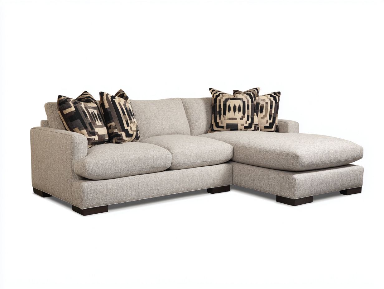Ecksofa aus Webstoff 260 x 175 x 85 cm - Beige - Modernes gepolstertes Design mit breiter Liegefläche für Wohnzimmer
