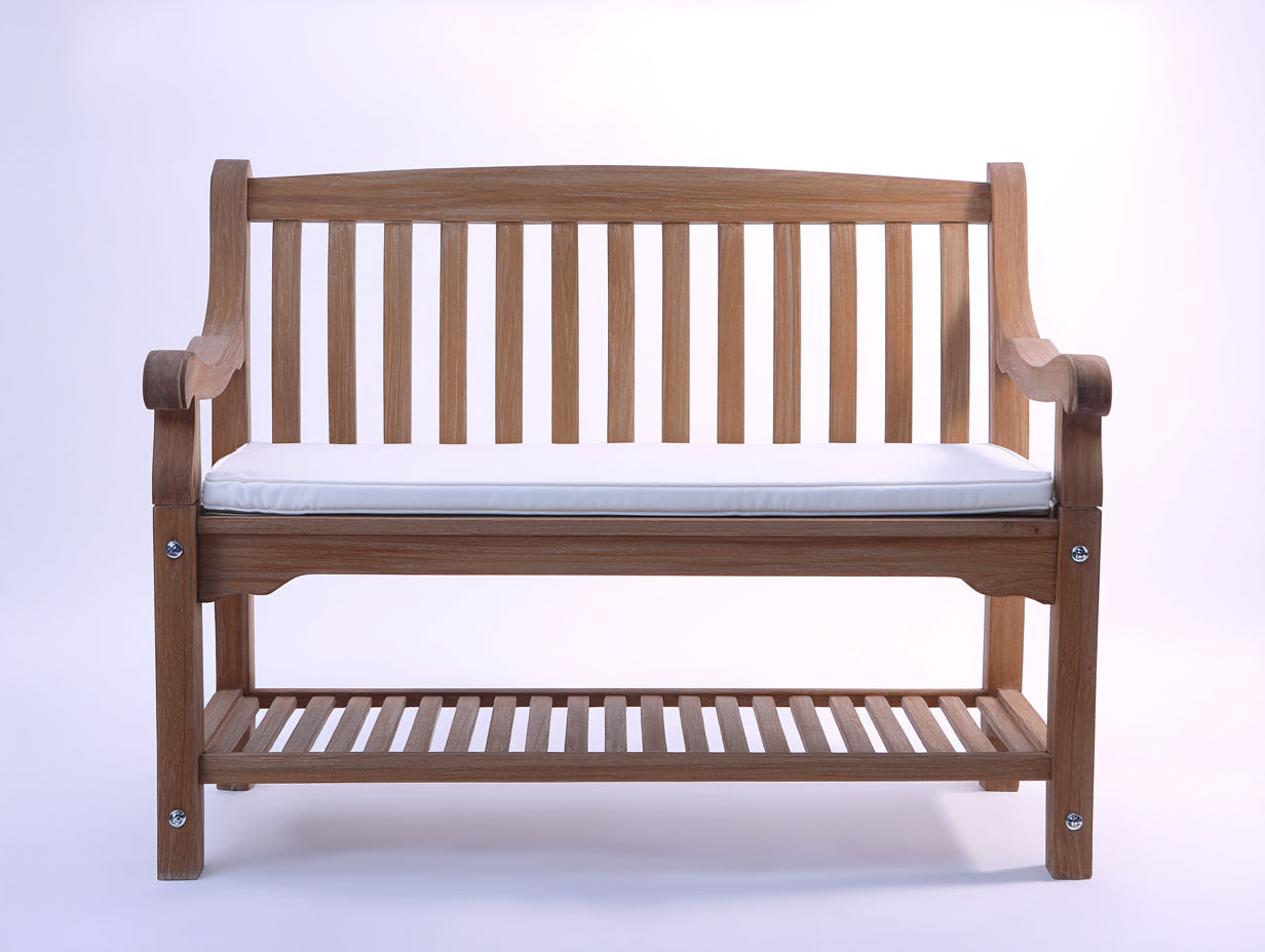 Gartenbank Holz 150x62x90 cm - Braun und Weiß - Sitzbank mit Armlehnen für Garten