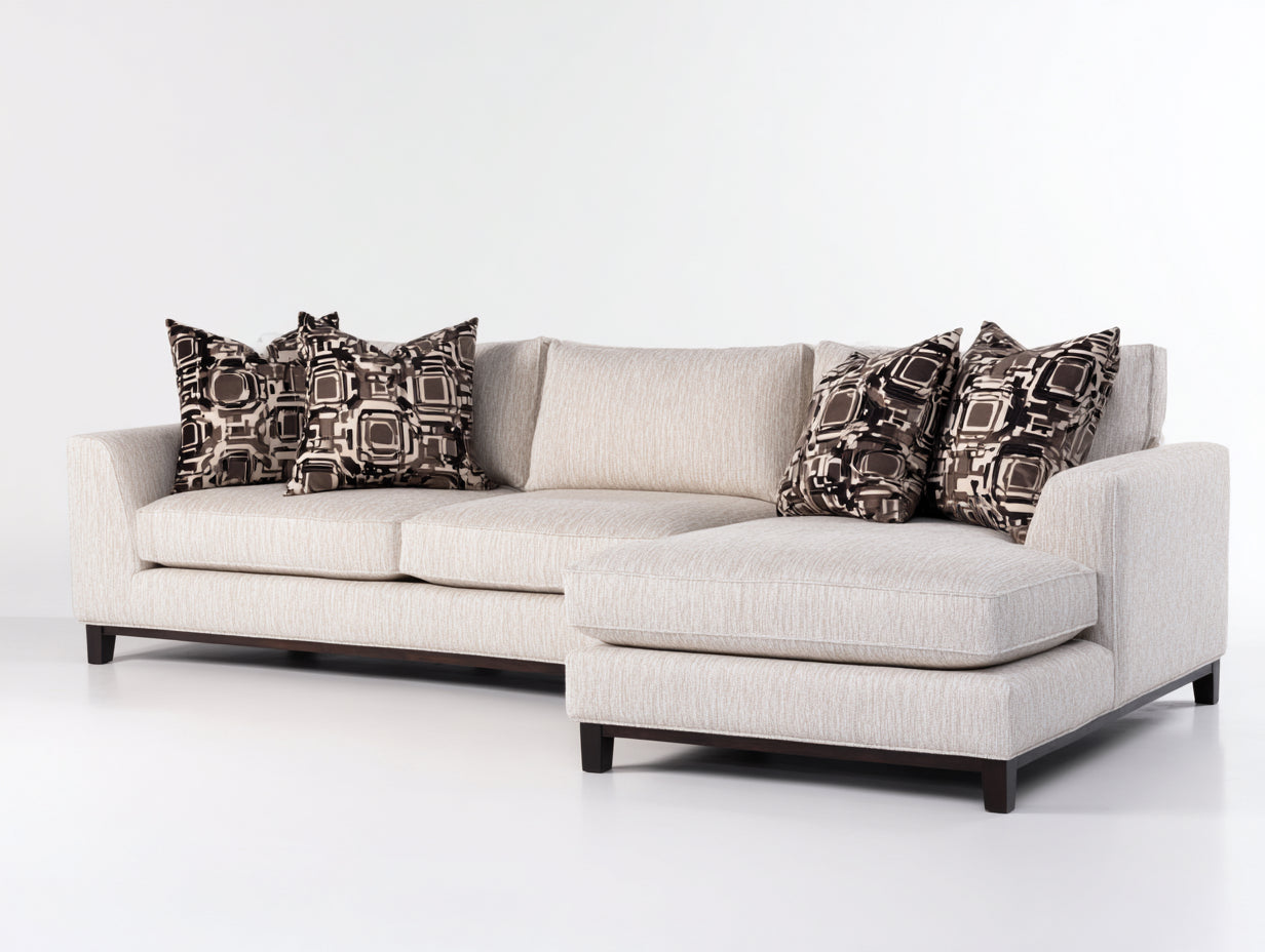 Ecksofa Webstoff 285x170x78 cm - Beige und Schwarz - gepolstertes Loungesofa für Wohnzimmer