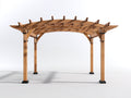 Pavillon Holz 400x300x250 cm - Naturholz und Schwarz - Pergola mit Bogendach für Garten