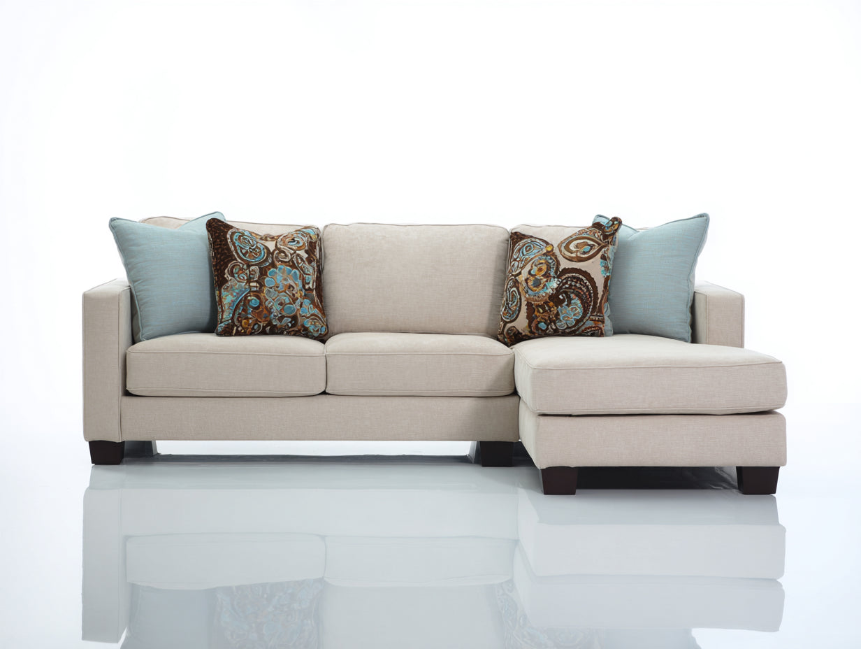 Ecksofa Stoff 260x160x84 cm - Beige - gepolstert mit Ottomane