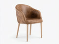 Esszimmerstühle Kunstleder 58x57x80 cm Braun-Natur für Esszimmer - Gepolsterte Schalenform - Holzbeine - Modernes Design