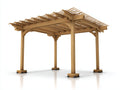 Pavillon Holzkonstruktion 360x300x250 cm - Natur-Schwarz - für Garten und Terrasse mit offenem Lamellendach