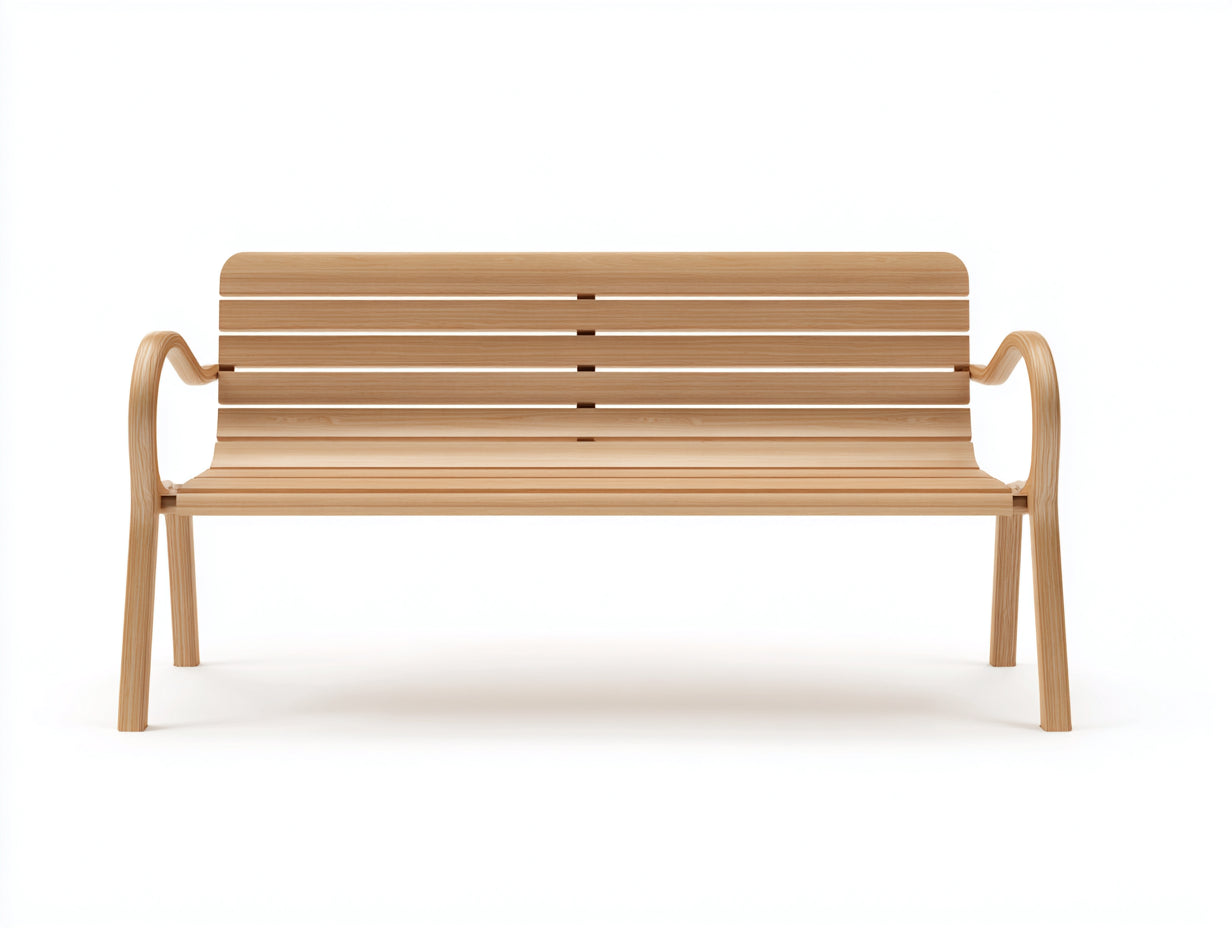 Gartenbank Holz 150x60x82 cm - Natur - mit Armlehnen und Lattenrücken