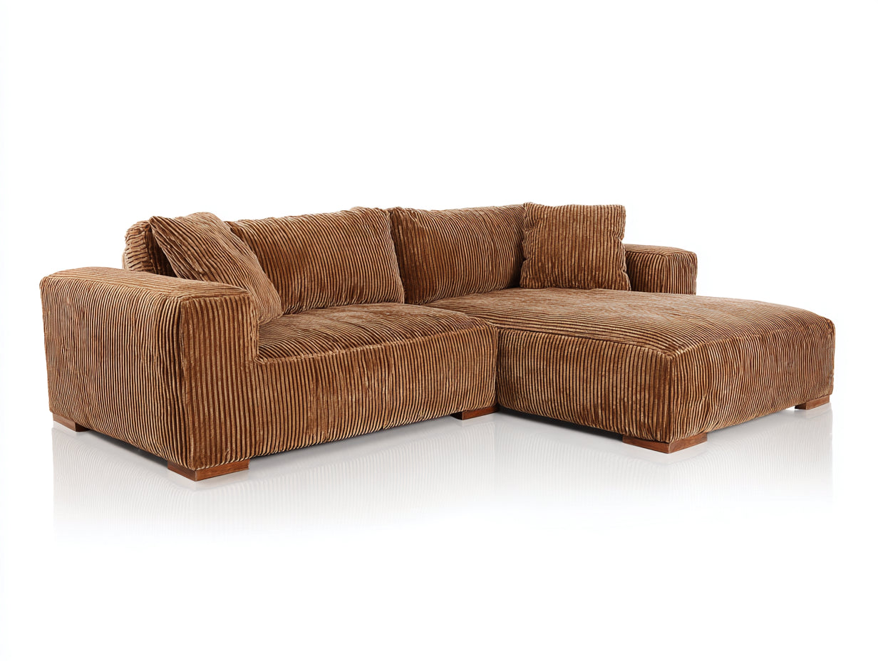 Ecksofa Cordstoff 280x170x75 cm - Braun - für Wohnzimmer mit breiter Liegefläche